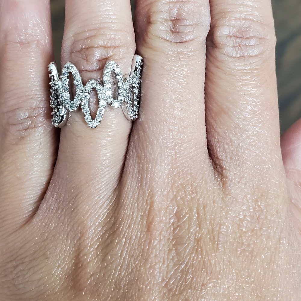 10.1ct CZ White Gold Rhodium Oval Shapes Ring